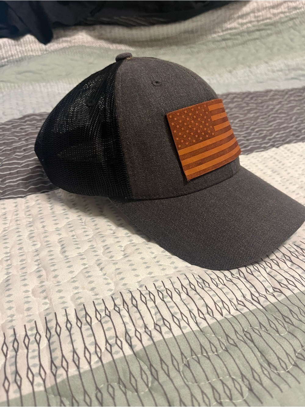Black Mesh American Flag Trucker Hat